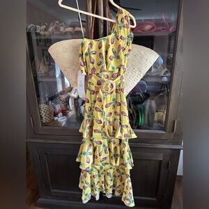 Patio o Y ellow Floral One-Shoulder Ruffle Dress